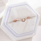 Round Pearl Moon Shaped Chevron Moissanite Wedding Band