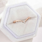 Minimalist Moissanite Wedding Band Chevron Shape Rose Gold Ring