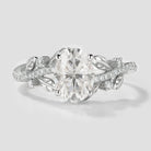 Oval cut moissanite leaf engagement ring, Lahela Jewelry
