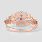 Rose gold Cornflower sapphire engagement ring, leaf design details
