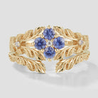 Nature-Inspired Cornflower Sapphire Ring Set
