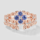 Nature-Inspired Cornflower Sapphire Engagement Ring Set