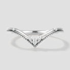 Elegant moissanite curved wedding band in white gold