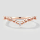 Curved V Shaped Moissanite Wedding Band