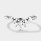 Curved Moissanite / Diamond & Pearl Stackable Wedding Band For Mercan