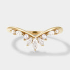 Curved Moissanite / Diamond & Pearl Stackable Wedding Band For Mercan