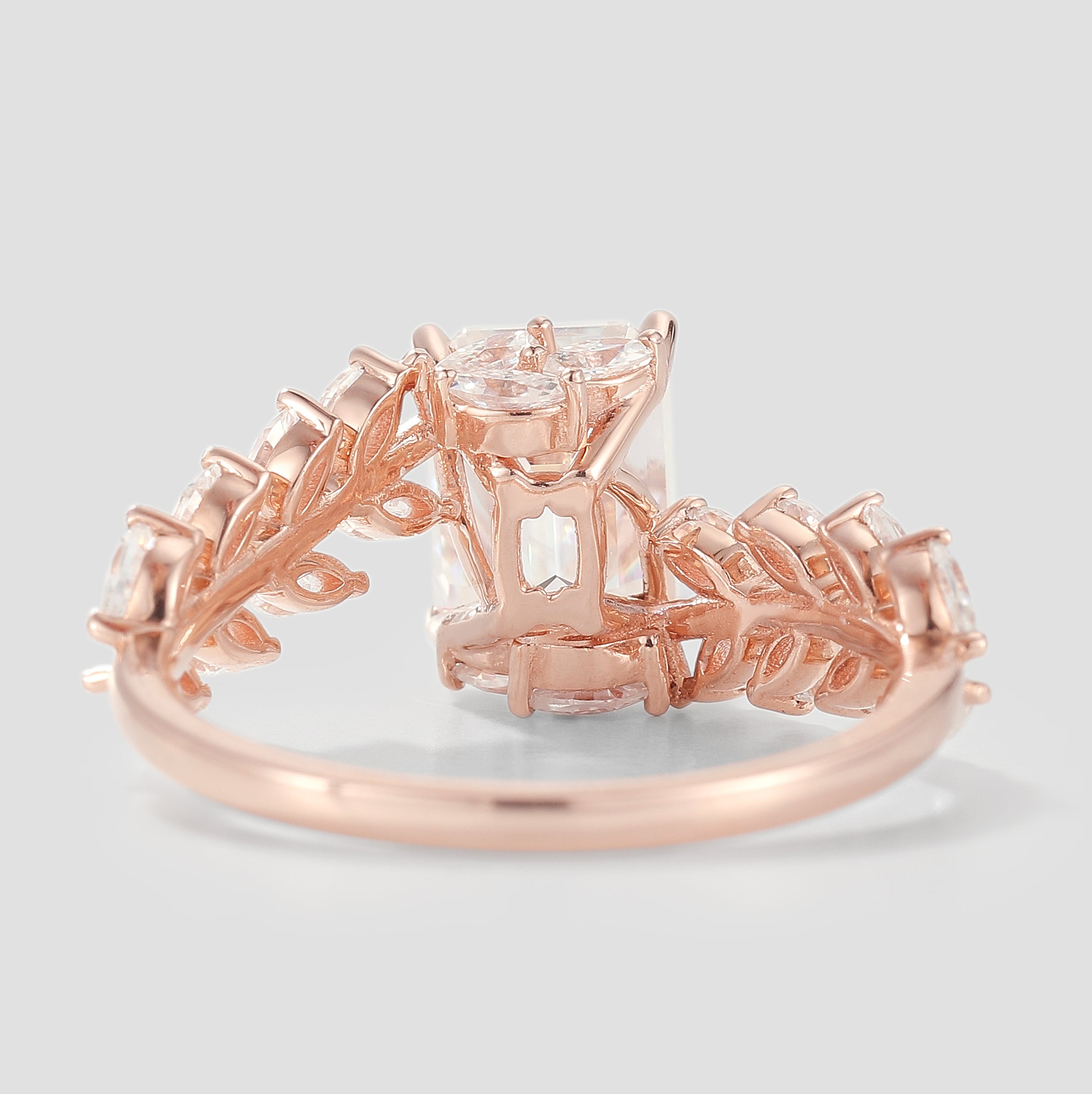 Rose Gold Leaf Branch Moissanite Engagement Ring