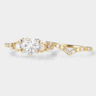 Heart-cut moissanite engagement ring set with moon wedding band