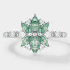 Floral Moss Agate Engagement Ring with Petal Design