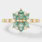 Floral Moss Agate Engagement Ring with Moissanite Accents