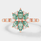 Marquise Cut Moss Agate Petal Engagement Ring