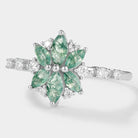 Moss Agate Petal Engagement Ring with Moissanite Accents