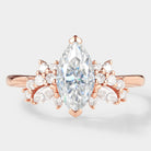 Marquise Cut Moissanite Cluster Engagement Ring
