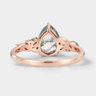 Rose gold moss agate ring, nature-inspired design