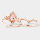 Rose gold Padparadscha sapphire engagement ring set