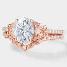 Nature-inspired rose gold moissanite ring set