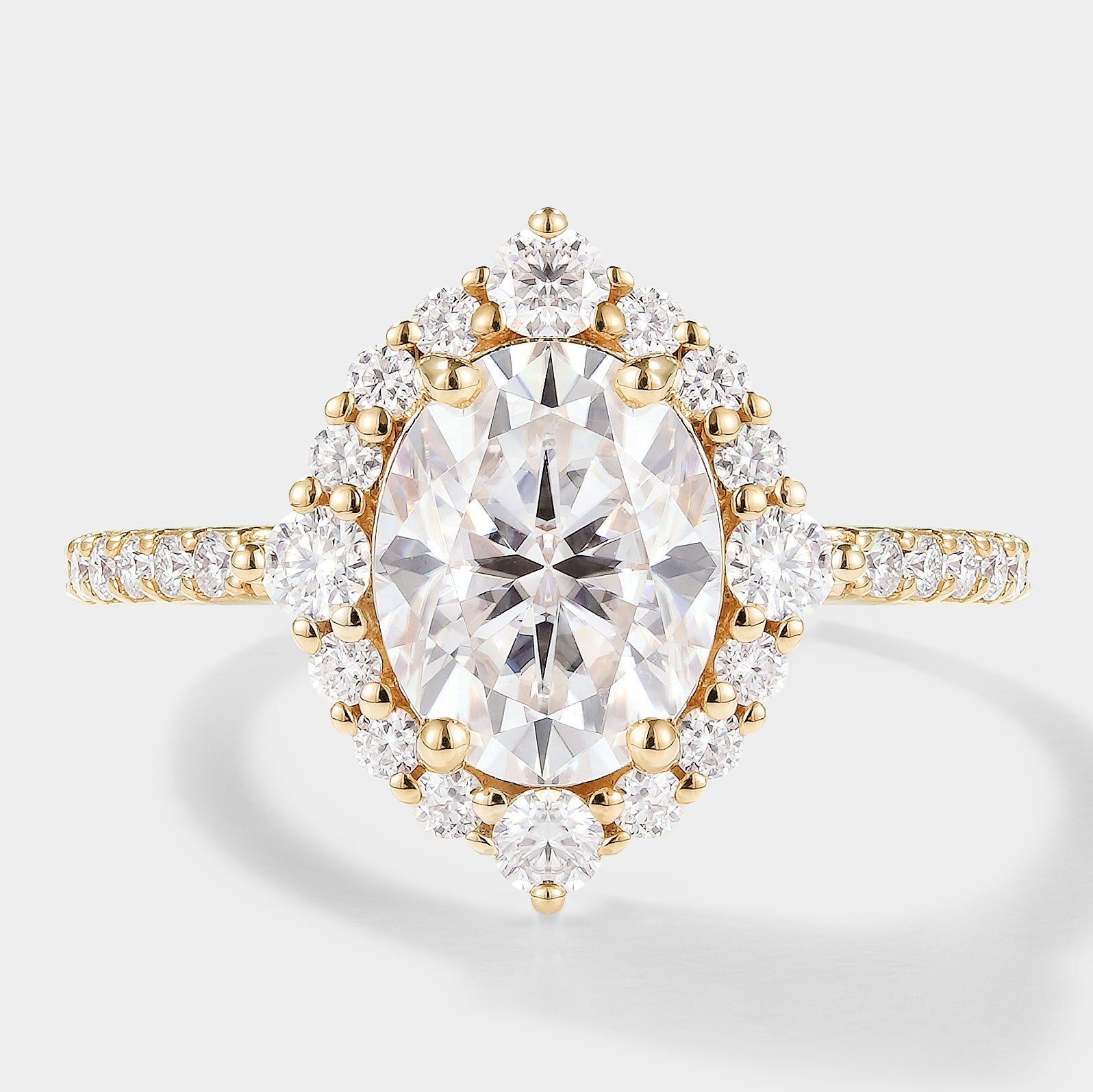 Classic Oval Moissanite Halo Engagement Ring, Lahela Jewelry