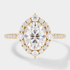 Classic Oval Moissanite Halo Engagement Ring, Lahela Jewelry