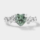 Heart Cut Moissanite Leaf Engagement Ring