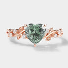 Heart Cut Moissanite Leaf Engagement Ring