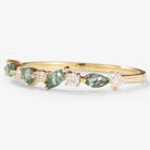 Moss Agate & Moissanite Stackable Wedding Band - Lahela Jewelry