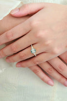 Nature-Inspired Emerald-Cut Green Sapphire Engagement Ring with Moissanite Accents