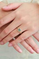 Heart-Cut Teal Sapphire & Moissanite Cluster Nature-Inspired Engagement Ring