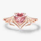 Bat Wing & Spider Claw Inspired Heart Cut Padparadscha Ring