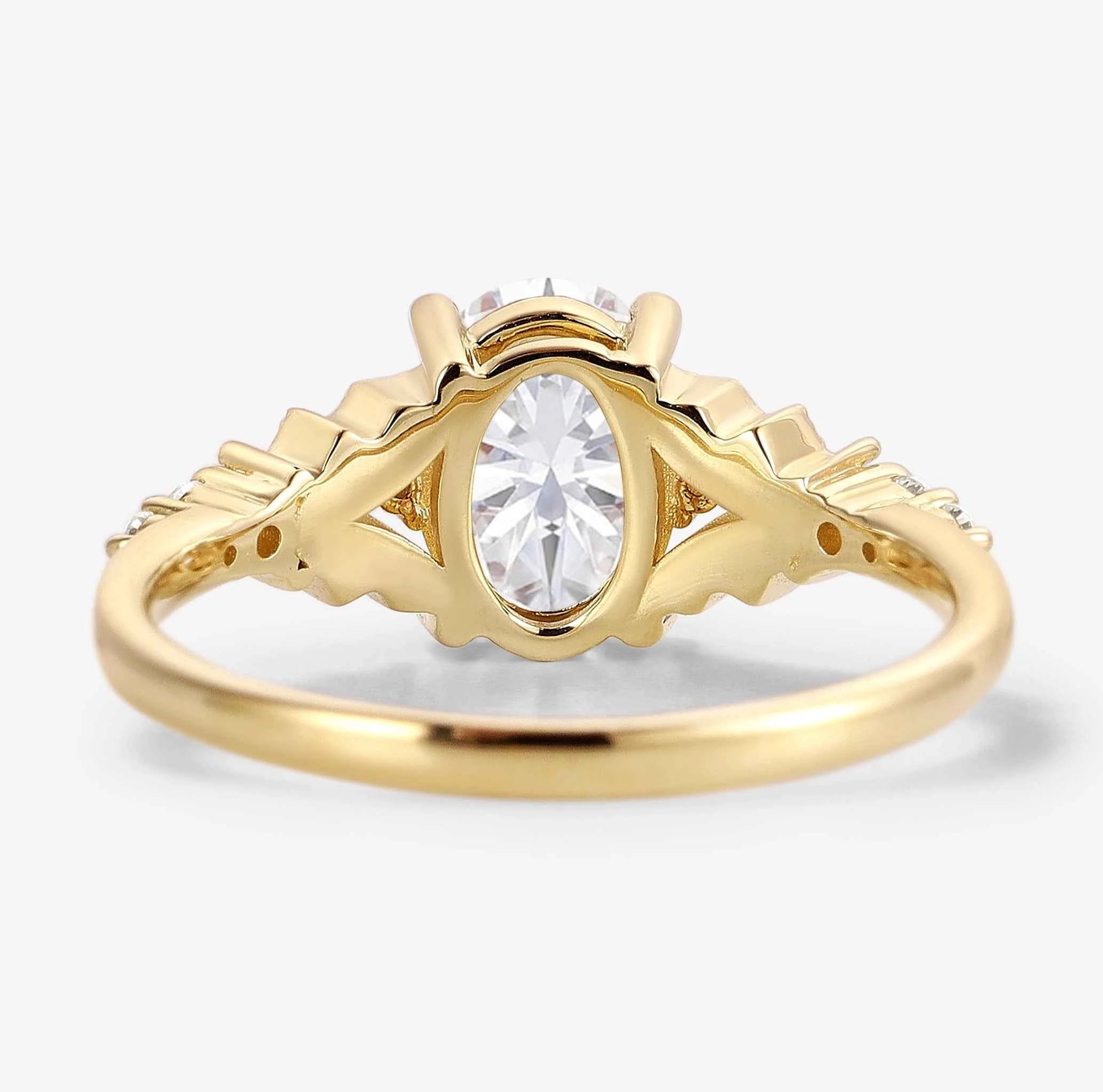 Elegant Dress-Lapel Inspired Bezel Oval Cut Moissanite Ring for the Bride