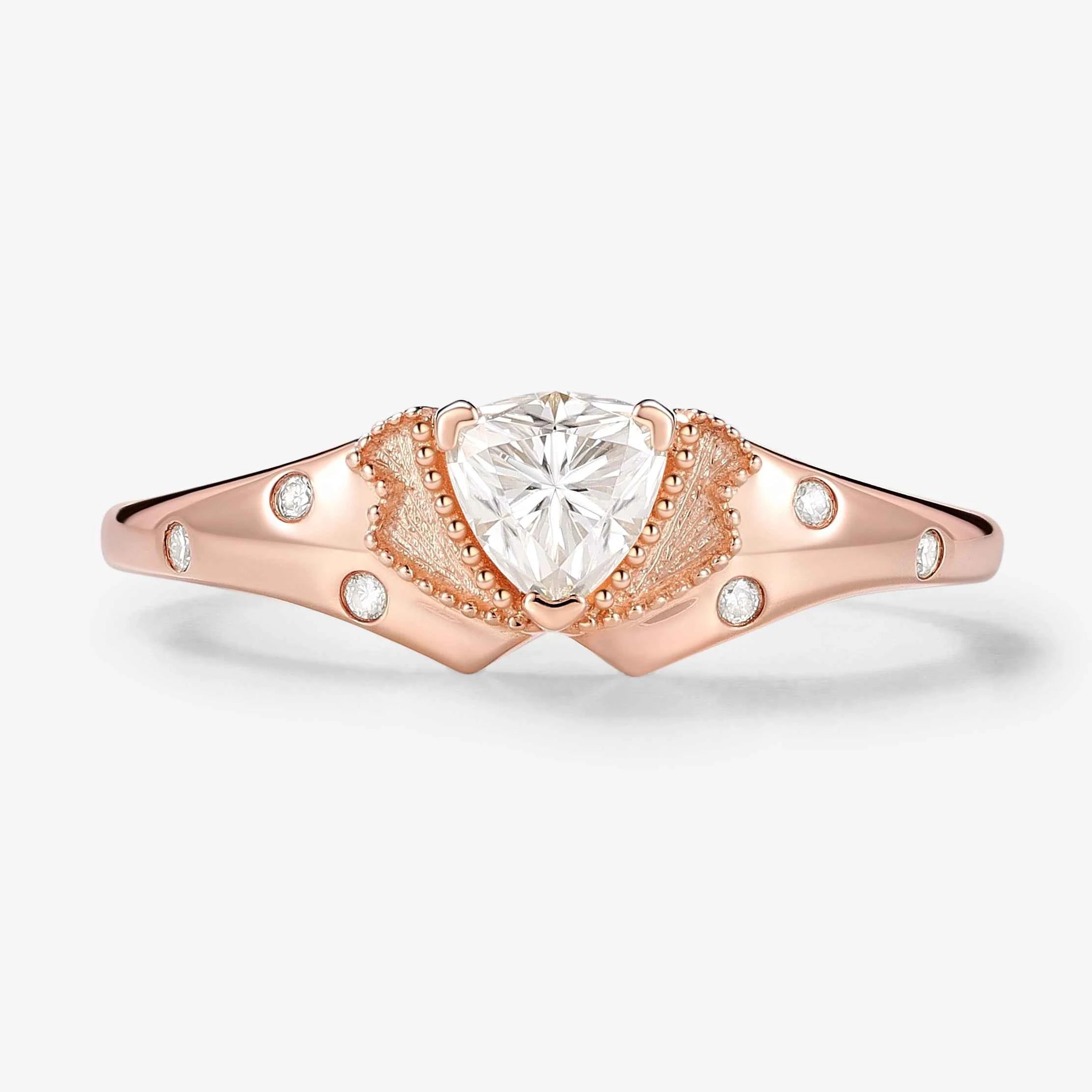 Classic Lapel-Inspired Trillion cut Cut Moissanite Wedding Band for the Groom