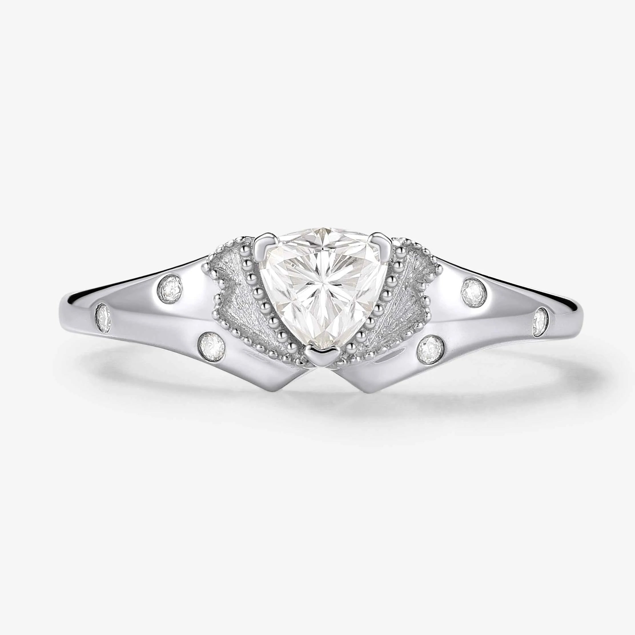 Classic Lapel-Inspired Trillion cut Cut Moissanite Wedding Band for the Groom