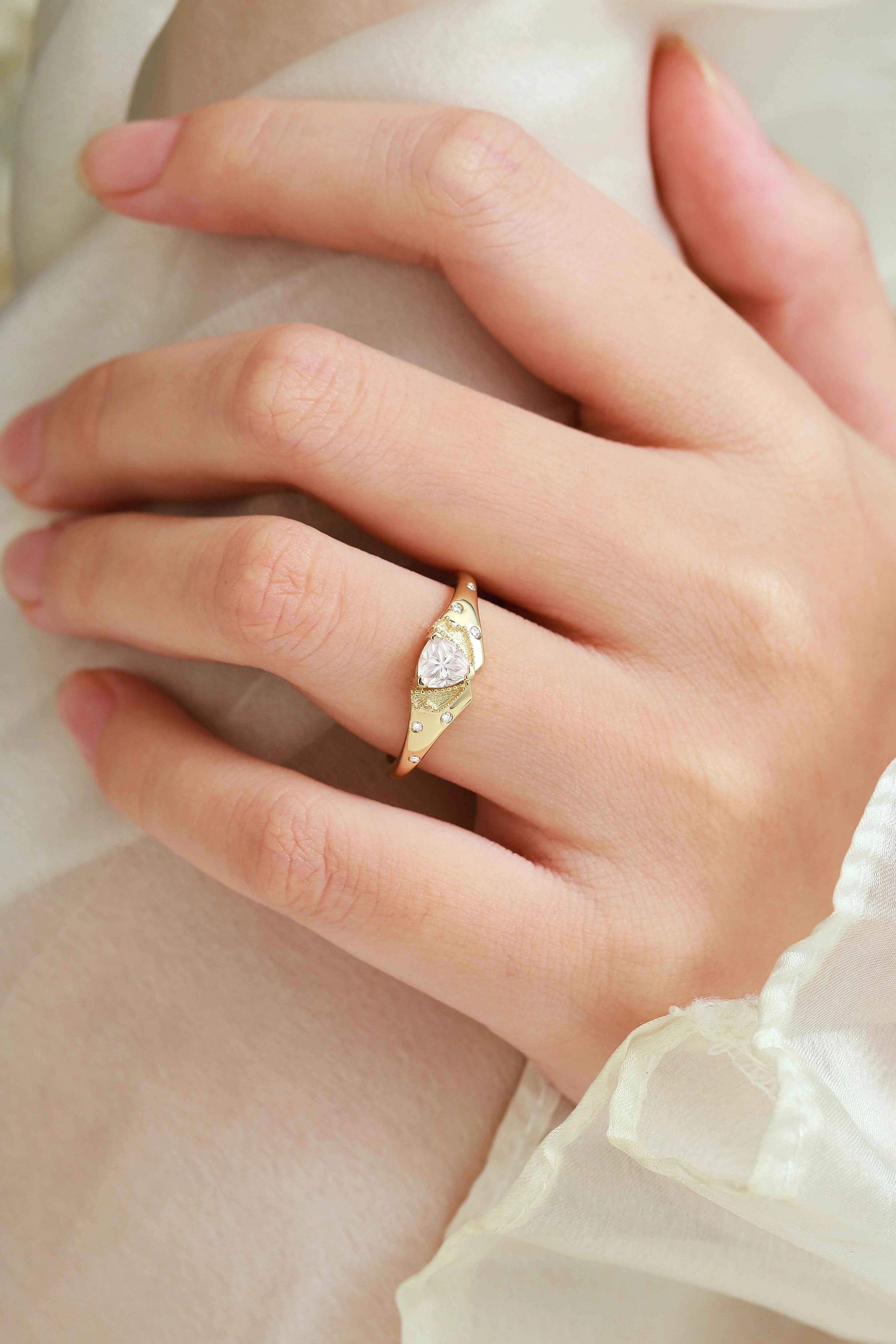 Classic Lapel-Inspired Trillion cut Cut Moissanite Wedding Band for the Groom