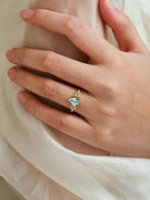 Vintage Milgrain Band Kite-Cut Moss Agate Engagement Ring