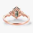 Leaf Inspired Hexagon Cut Moss Agate Engagement Ring