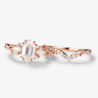 Nature-inspired Hexagon Cut Moissanite Engagement Ring Set 2pcs