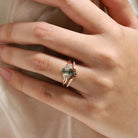 Vine-Inspired Hexagon Cut Moss Agate Engagement Ring with Wedding Band 2Pcs Set