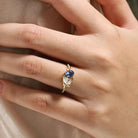 Nature-Inspired Leaf 2 Stone Ring Pear & Oval Cut Engagement Ring