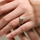 Nature-Inspired Leaf 2 Stone Ring Pear & Oval Cut Engagement Ring