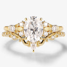 Oval Moissanite Vintage Engagement Ring Sets 2pcs - Lahela Jewelry