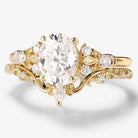 Oval Moissanite Vintage Engagement Ring Sets 2pcs - Lahela Jewelry