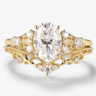 Oval Moissanite Engagement Ring Curved Wedding Band 2pcs - Lahela Jewelry