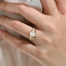 Oval Moissanite Engagement Ring Curved Wedding Band 2pcs - Lahela Jewelry