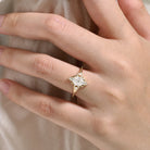 Signature Vintage Moissanite Engagement Ring With Pearl - Lahela Jewelry