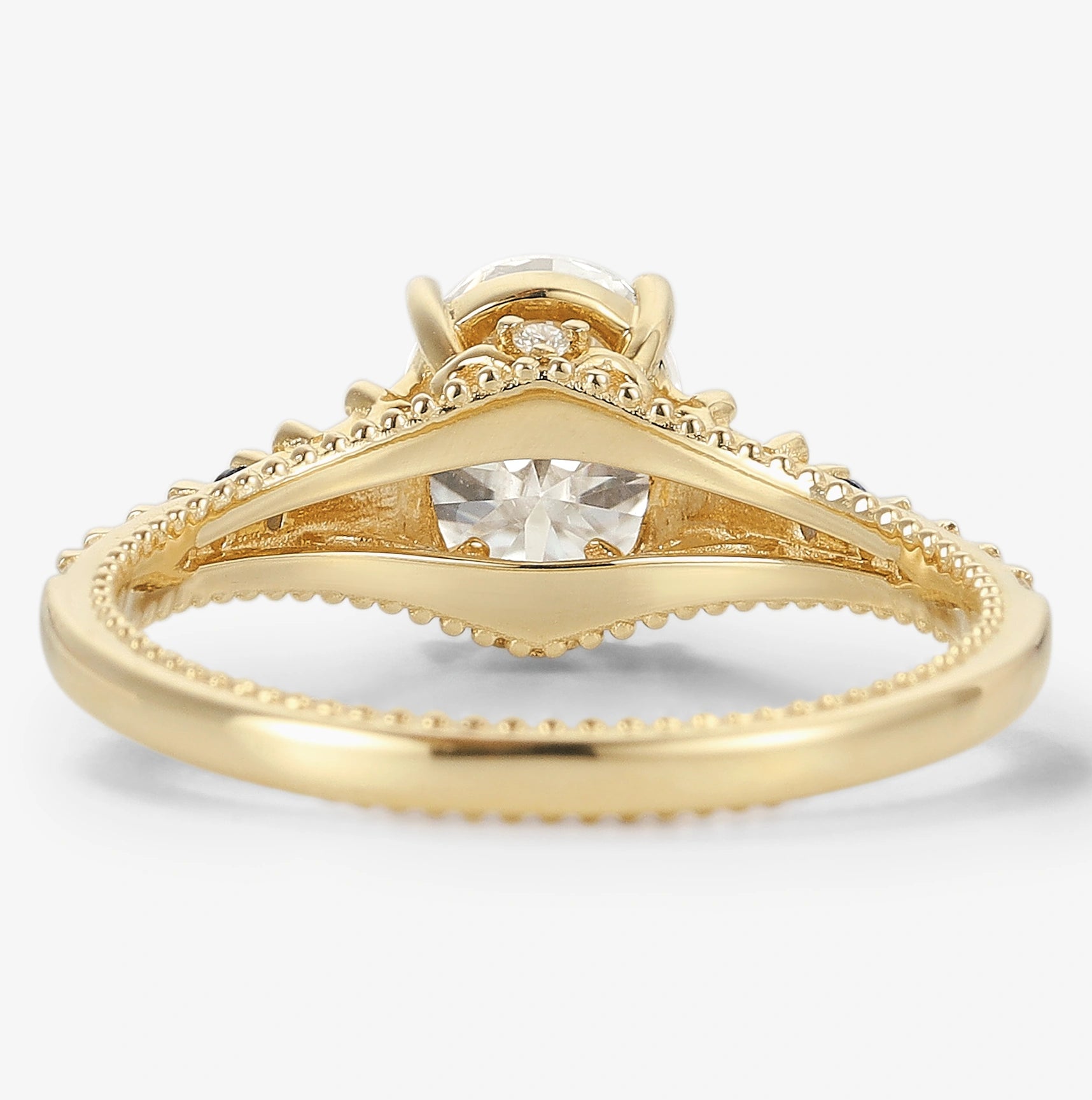 Vintage Victorian Oval Cut Moissanite Engagement Ring - Lahela Jewelry