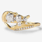 Lily of the Valley engagement ring with moissanite details, gold band