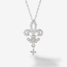 Silver Fleur de Lis Necklace with Diamonds