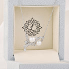 Gemini Zodiac Pearl Necklace in box, elegant silver necklace