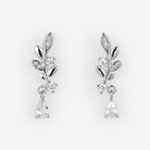 Leaf-inspired earrings with diamonds, sterling silver