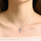 Silver iris flower necklace, delicate design