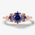 Vintage Leaf Stackable Round Sapphire Engagement Ring